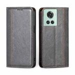 For OnePlus Ace / 10R Grid Texture Magnetic Flip Leather Phone Case(Grey)