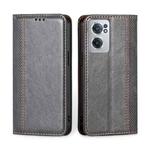 For OnePlus Nord CE 2 5G Grid Texture Magnetic Flip Leather Phone Case(Grey)