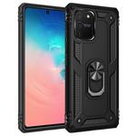 For Galaxy A91 / S10 Lite Shockproof TPU + PC Protective Case with 360 Degree Rotating Holder(Black)