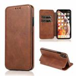 For iPhone XS Max Card Slots Flip Leather Phone Case(Brown)