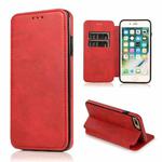 Card Slots Flip Leather Phone Case For iPhone 8 Plus / 7 Plus(Red)