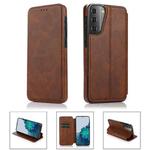 For Samsung Galaxy S21 5G Card Slots Flip Leather Phone Case(Brown)