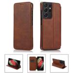 For Samsung Galaxy S21 Ultra 5G Card Slots Flip Leather Phone Case(Brown)