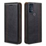 For TCL 20B 6159K Grid Texture Magnetic Flip Leather Phone Case(Black)