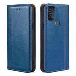 For TCL 20B 6159K Grid Texture Magnetic Flip Leather Phone Case(Blue)