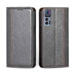 For TCL 30 5G / 30+ 5G Grid Texture Magnetic Flip Leather Phone Case(Grey)