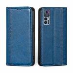 For TCL 30 5G / 30+ 5G Grid Texture Magnetic Flip Leather Phone Case(Blue)