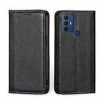 For TCL 30 SE/306/305 & Sharp Aquos V6 Grid Texture Magnetic Flip Leather Phone Case(Black)