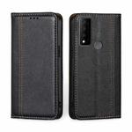 For TCL 30 V 5G T781S Grid Texture Magnetic Flip Leather Phone Case(Black)