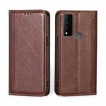 For TCL 30 V 5G T781S Grid Texture Magnetic Flip Leather Phone Case(Brown)