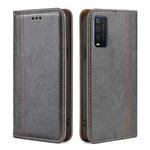 For TCL 205 Grid Texture Magnetic Flip Leather Phone Case(Grey)