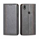 For Alcatel Axel / Lumos Grid Texture Magnetic Flip Leather Phone Case(Grey)