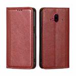 For Fujitsu Arrows F-52B Grid Texture Magnetic Flip Leather Phone Case(Red)