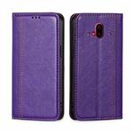For Fujitsu Arrows F-52B Grid Texture Magnetic Flip Leather Phone Case(Purple)