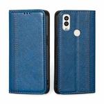 For Kyocera Android One S9 Grid Texture Magnetic Flip Leather Phone Case(Blue)