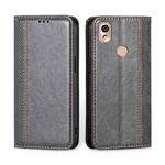 For Kyocera KY-51B Grid Texture Magnetic Flip Leather Phone Case(Grey)