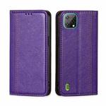 For Blackview A55 Grid Texture Magnetic Flip Leather Phone Case(Purple)