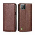 For Blackview A55 Grid Texture Magnetic Flip Leather Phone Case(Brown)