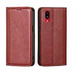 For Sharp Simple Sumaho 6 / A201SH Grid Texture Magnetic Flip Leather Phone Case(Red)
