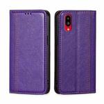 For Sharp Simple Sumaho 6 / A201SH Grid Texture Magnetic Flip Leather Phone Case(Purple)