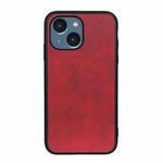 For iPhone 14 Plus  Accurate Hole Two-color Calf Texture Shockproof Phone Case (Red)