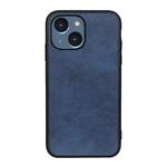 For iPhone 14 Plus  Accurate Hole Two-color Calf Texture Shockproof Phone Case (Blue)