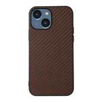 For iPhone 14 Carbon Fiber Texture Phone Case (Brown)