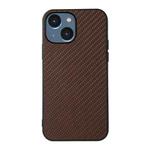 For iPhone 14 Plus  Carbon Fiber Texture Phone Case (Brown)