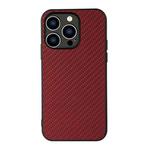 For iPhone 14 Pro Carbon Fiber Texture Phone Case (Red)