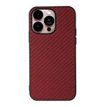 For iPhone 14 Pro Max Carbon Fiber Texture Phone Case (Red)