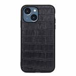 For iPhone 14 Plus  Crocodile Texture Genuine Leather Phone Case (Black)