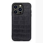 For iPhone 14 Pro Crocodile Texture Genuine Leather Phone Case (Black)