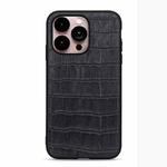 For iPhone 14 Pro Max Crocodile Texture Genuine Leather Phone Case (Black)