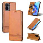 For OPPO A57 5G/Realme Q5i/Realme V23 AZNS Magnetic Calf Texture Flip Leather Phone Case(Light Brown)