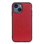 For iPhone 14 Litchi Texture Genuine Leather Phone Case (Red)