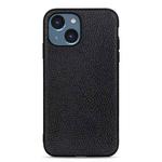 For iPhone 14 Plus  Litchi Texture Genuine Leather Phone Case (Black)