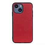 For iPhone 14 Plus  Litchi Texture Genuine Leather Phone Case (Red)