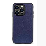 For iPhone 14 Pro Litchi Texture Genuine Leather Phone Case (Blue)