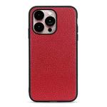 For iPhone 14 Pro Max Litchi Texture Genuine Leather Phone Case (Red)