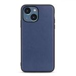 For iPhone 14 Plus  Lambskin Texture Genuine Leather Phone Case (Blue)