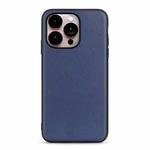 For iPhone 14 Pro Max Lambskin Texture Genuine Leather Phone Case (Blue)