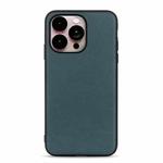For iPhone 14 Pro Max Lambskin Texture Genuine Leather Phone Case (Green)