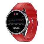 M3 1.28 inch TFT Color Screen Smart Watch, Support Bluetooth Calling/Body Temperature Monitoring, Style:Red Silicone Strap(Silver)