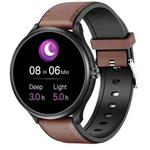 M3 1.28 inch TFT Color Screen Smart Watch, Support Bluetooth Calling/Body Temperature Monitoring, Style:Brown Leather Strap(Black)