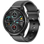 M3 1.28 inch TFT Color Screen Smart Watch, Support Bluetooth Calling/Body Temperature Monitoring, Style:Black Leather Strap(Black)