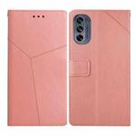 For Motorola Moto G62 5G Y Stitching Horizontal Flip Leather Phone Case(Rose Gold)