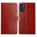 For Motorola Moto G52J 5G Y Stitching Horizontal Flip Leather Phone Case(Brown)