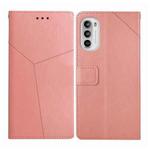 For Motorola Moto G71S Y Stitching Horizontal Flip Leather Phone Case(Rose Gold)