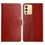 For vivo V23 5G Y Stitching Horizontal Flip Leather Phone Case(Brown)