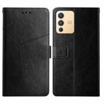 For vivo V23 5G Y Stitching Horizontal Flip Leather Phone Case(Black)